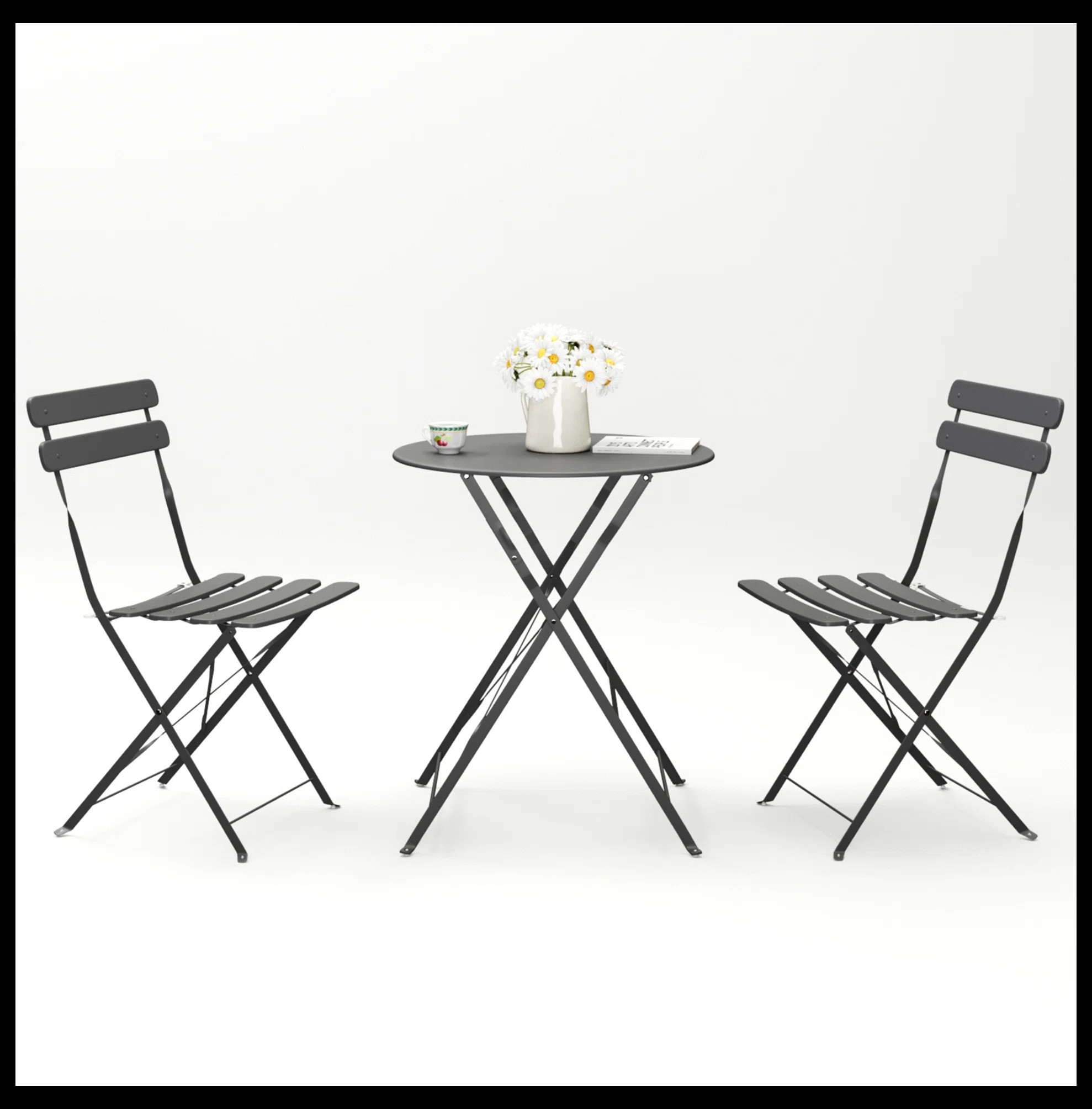 Aalyia 3 Pieces Patio Bistro Balcony Metail Chair Table Set STURDY&DURABLE CONSTRUCTION Stylish c... | Wayfair North America