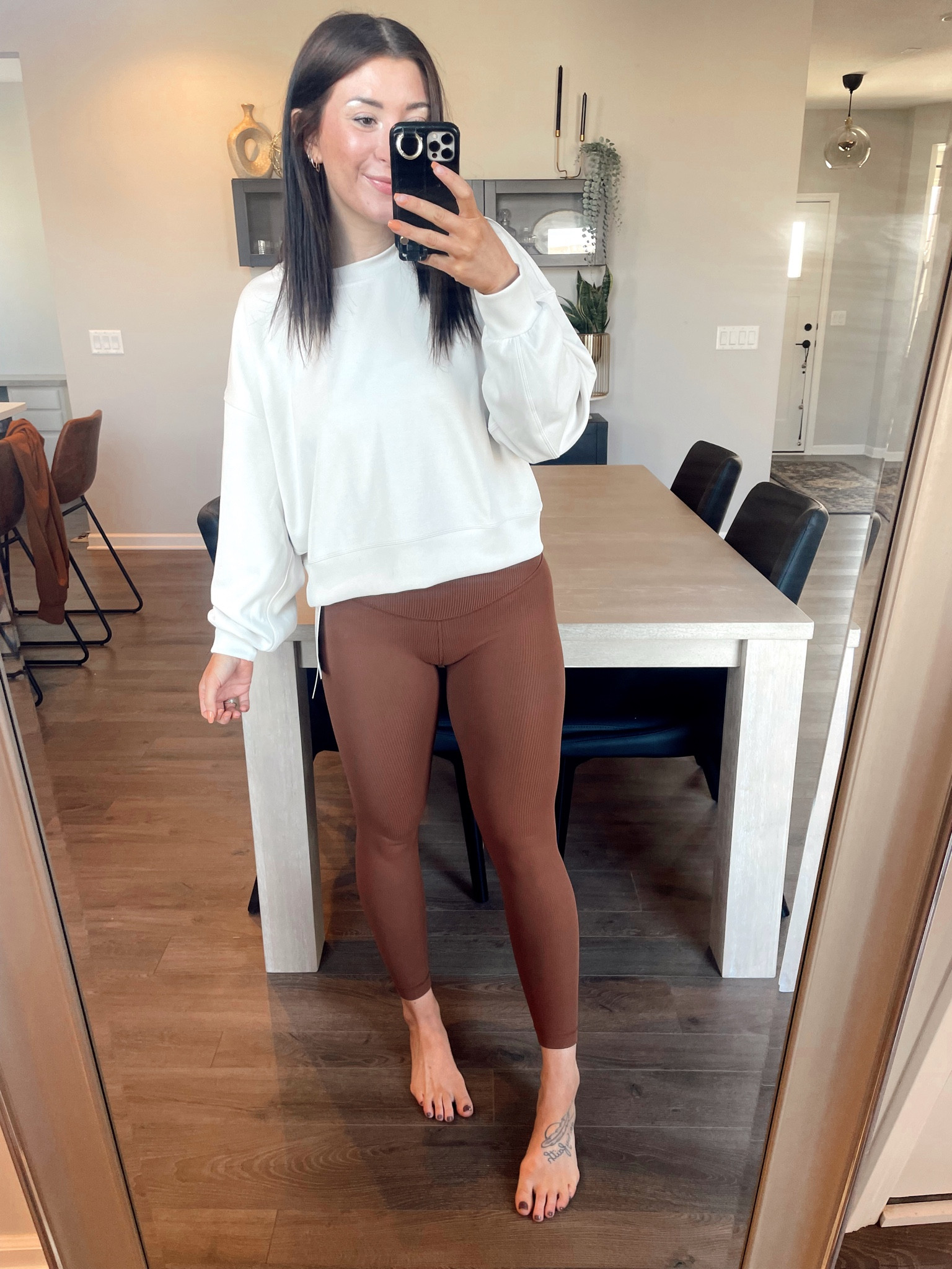 This crewneck is going to be worn on repeat from here on out! It’s literally the softest material ever and comes in tons of colors! Leggings are new and a ribbed material! Wearing a 8 in the sweater (I sized up) and a 4 in the leggings! 

#LTKunder100 #LTKHoliday #LTKfit