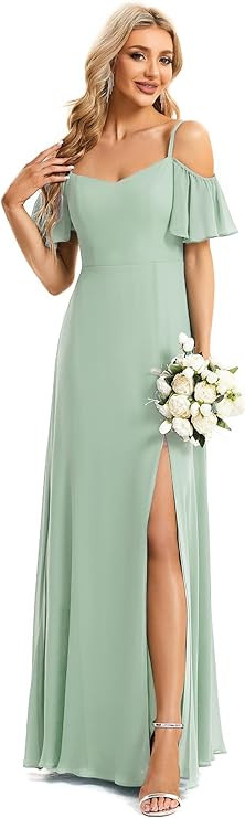 Ever-Pretty Women's Off Shoulder Short Sleeve Split A-Line Floor Length Bridesmaid Dresses 00237 | Amazon (US)