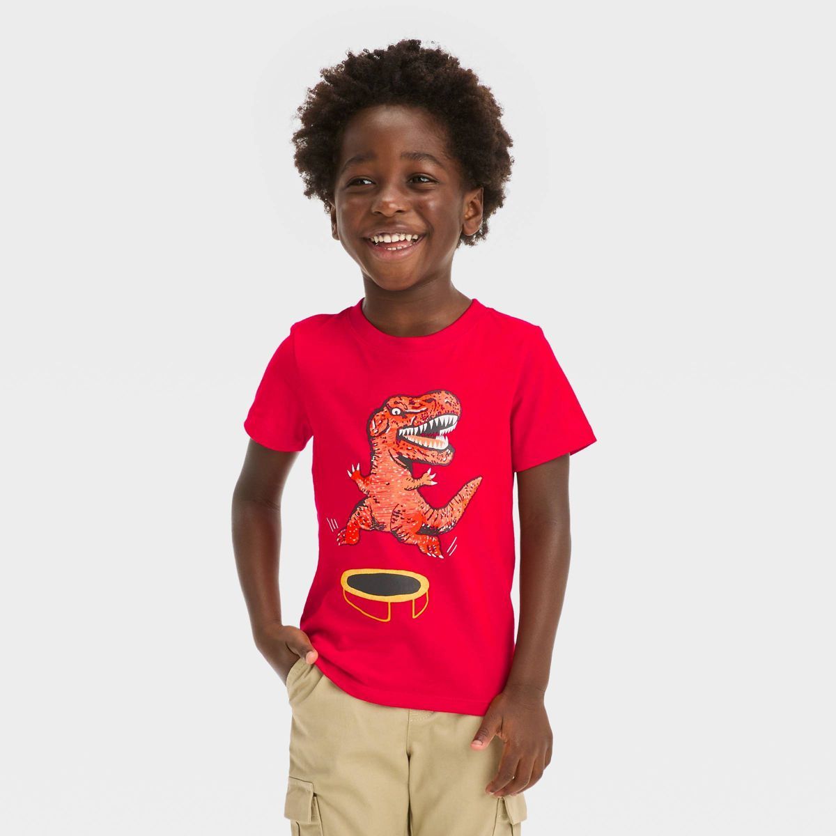 Toddler Boys' Dino Trampoline Short Sleeve Graphic T-Shirt - Cat & Jack™ Red | Target