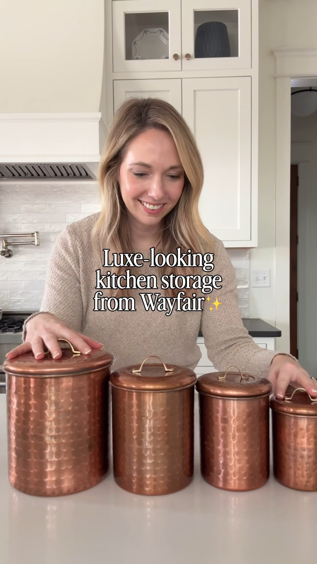 This set of 4 copper canisters from Wayfair is an easy way to store flour and other dry goods — and they’re pretty enough to sit out as kitchen counter decor. 
Form + function. 🤎