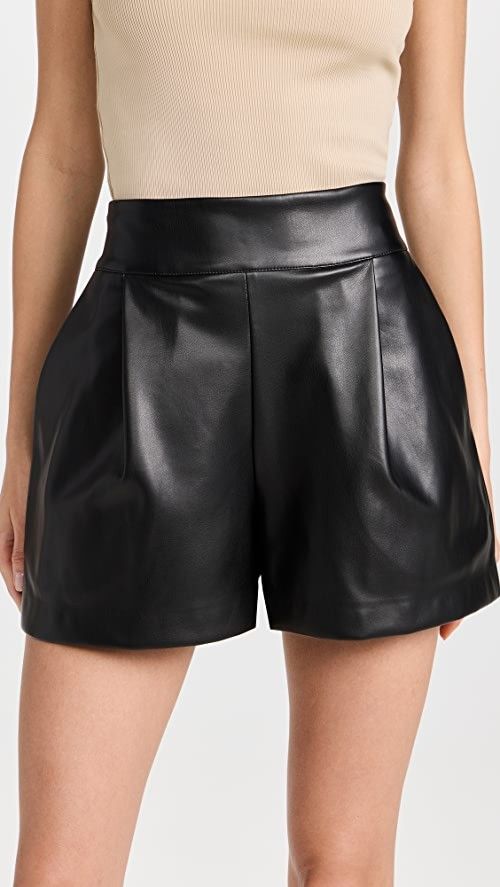 Susana Monaco Faux Leather Pleated Shorts | SHOPBOP | Shopbop