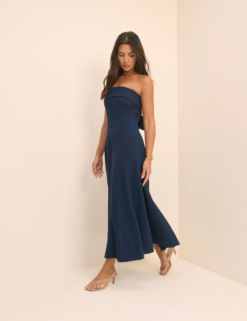 Navy Bow Back Chelsea Midi Dress | Nobody's Child