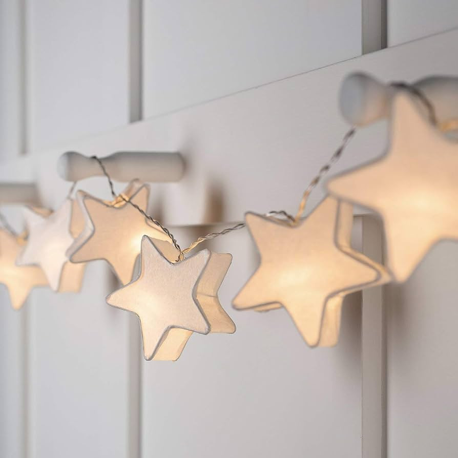Lights4fun Indoor Paper Star Lantern Fairy Lights Battery Operated 10 Warm White LEDs Timer 1.8m | Amazon (UK)