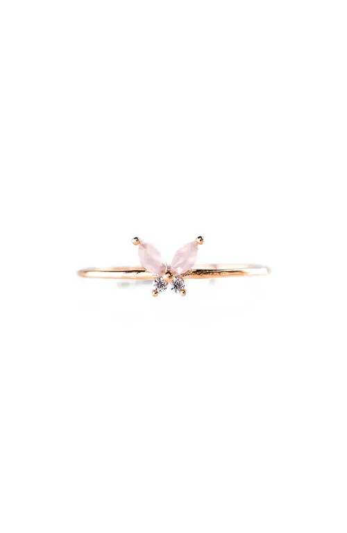 Girls Crew Baby Pink Mari Butterfly Ring in Rose Gold at Nordstrom, Size 6 | Nordstrom