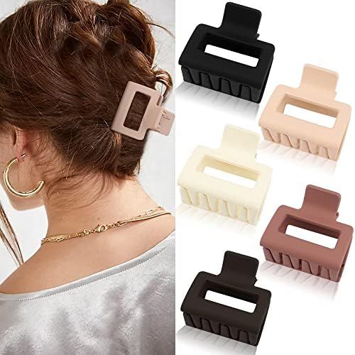 ATODEN 5 Pcs Square Hair Clips Matte Hair Claw Clips for Women Girls 1.96'' Square Claw Clips for... | Amazon (US)