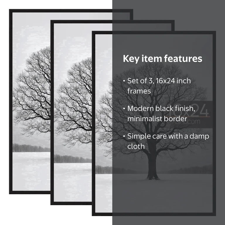 Sindcom 16x24 Picture Frames , Gallery Wall Poster Frames Set of 3 , Black | Walmart (US)