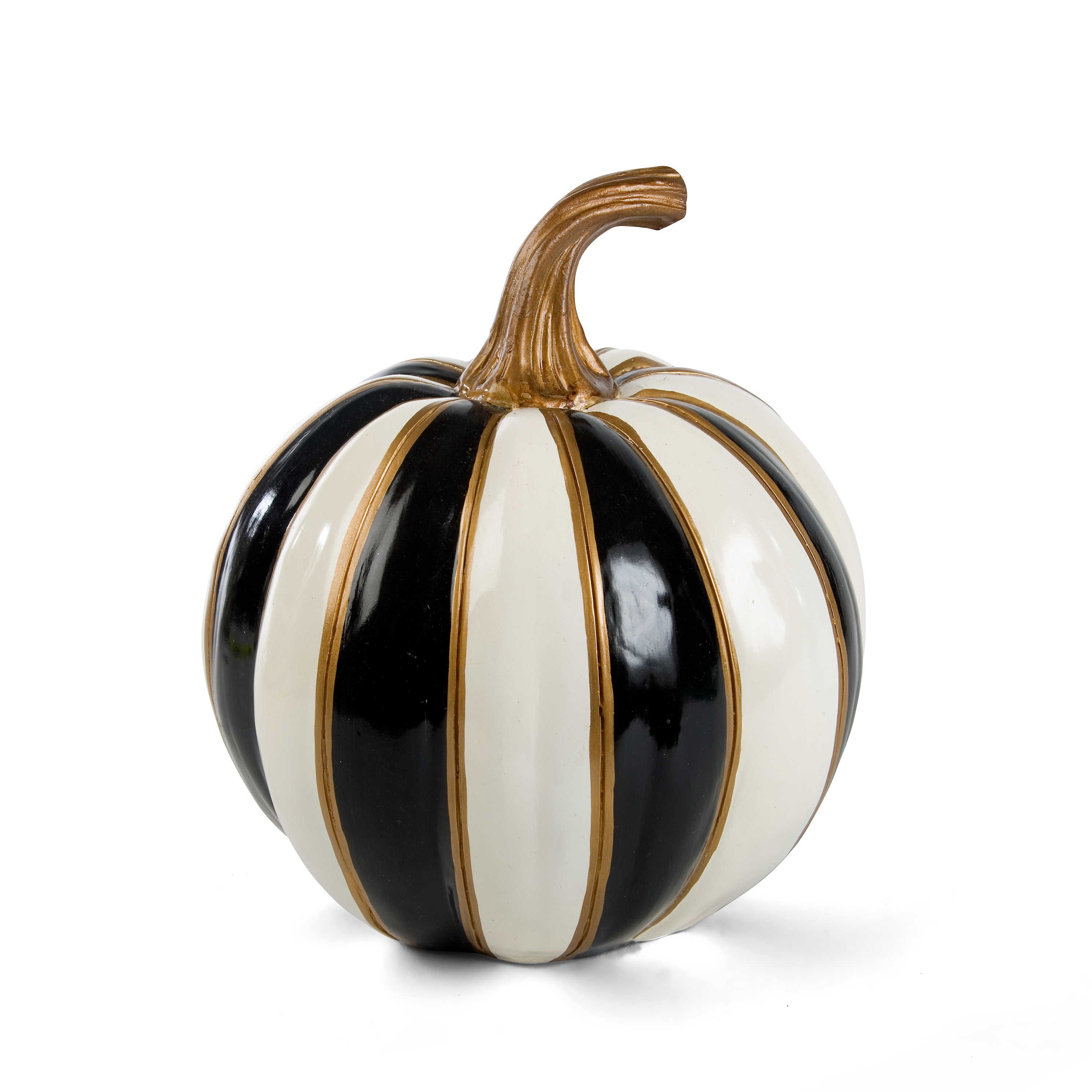Black & White Stripe Pumpkin - Small | MacKenzie-Childs