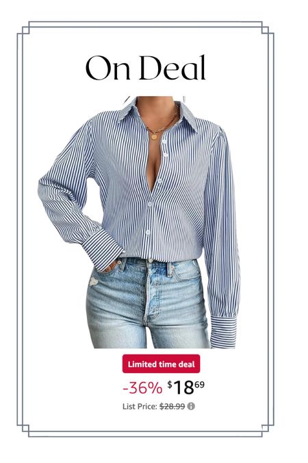 This button down pin strip shirt is on deal. 

#LTKsalealert #LTKover40 #LTKstyletip