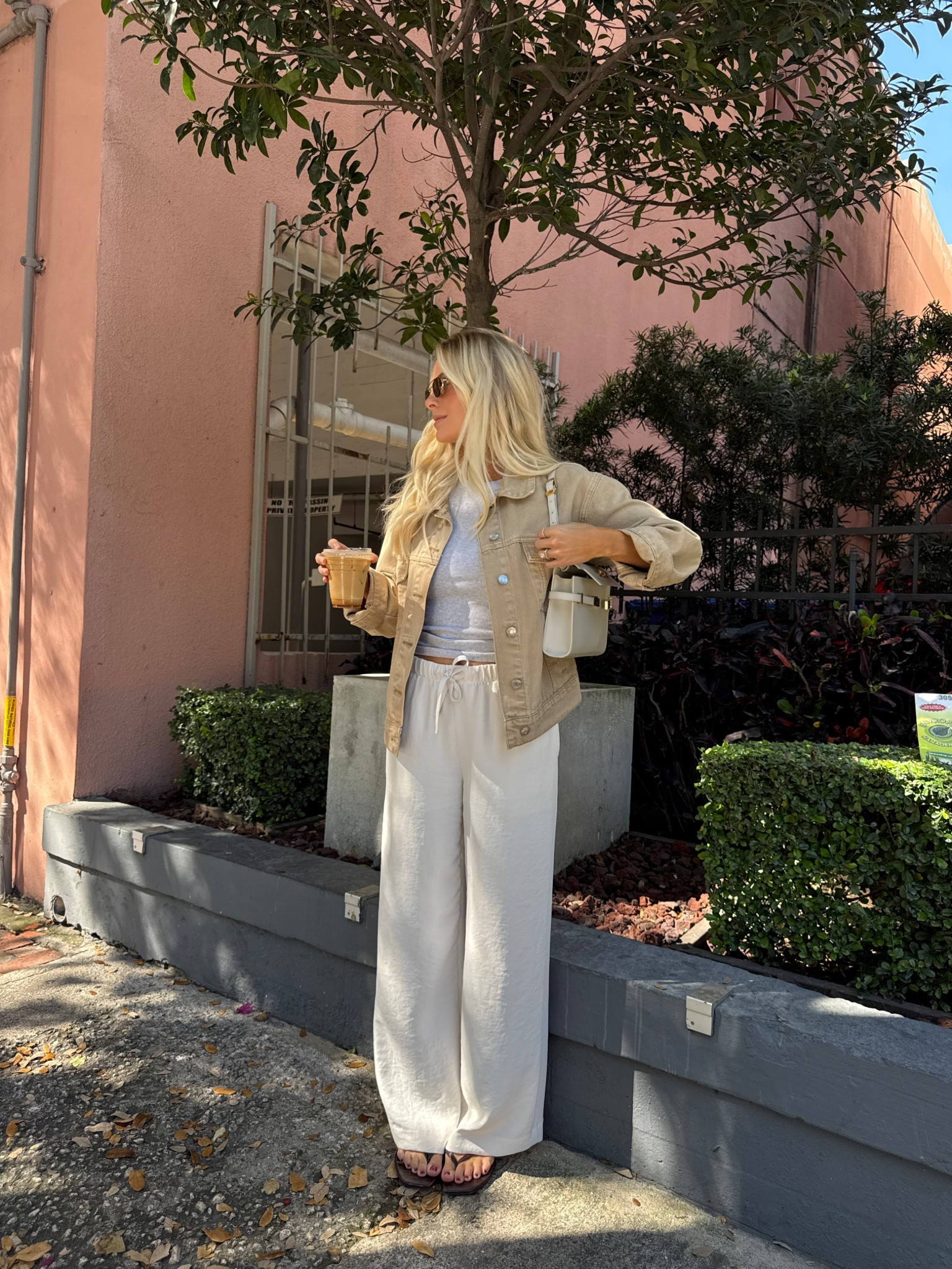 Casual OOTD! Wearing a small in the pants (shade: light birch) and tank, tts! S/M in  jacket! 
#kathleenpost

Everyday outfit inspo, vacation outfit ideas, trendy fashion, chic style, spring trends, spring outfit

#LTKSeasonal #LTKStyleTip #LTKShoeCrush