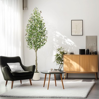Faux Olive Tree with White Tall Planter, Olive Trees Artificial Indoor, Artificial Plants with Natural Wood Trunk and Lifelike Fruits for Home Decor | Target
