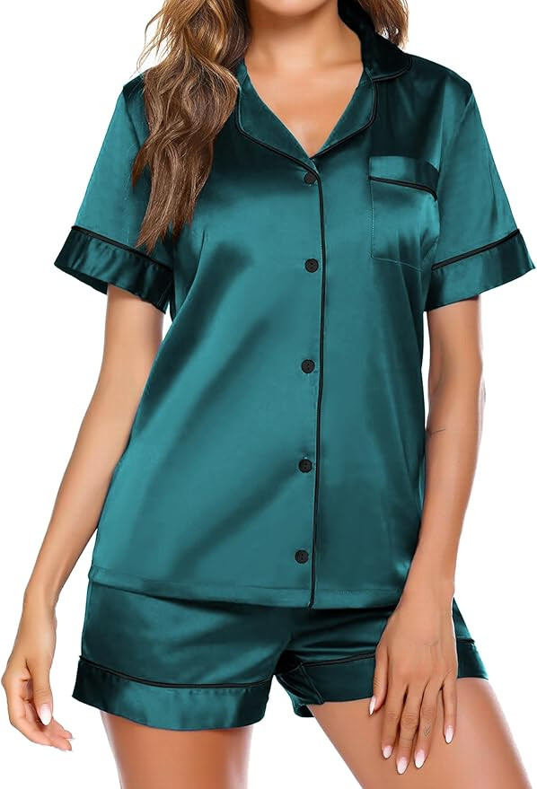 Ekouaer Pajamas for Women Set Silk Satin Pjs Button Down Sleepwear Summer Loungewear Top and Shor... | Amazon (US)