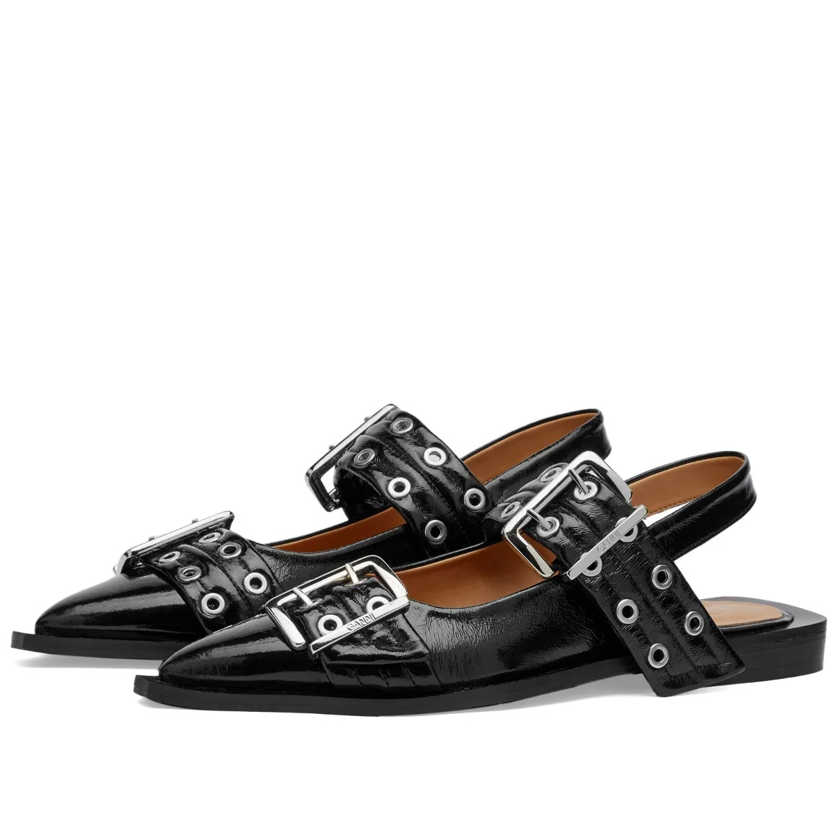 GANNI Women's Chunky Buckle Ballerina Black | END. Clothing