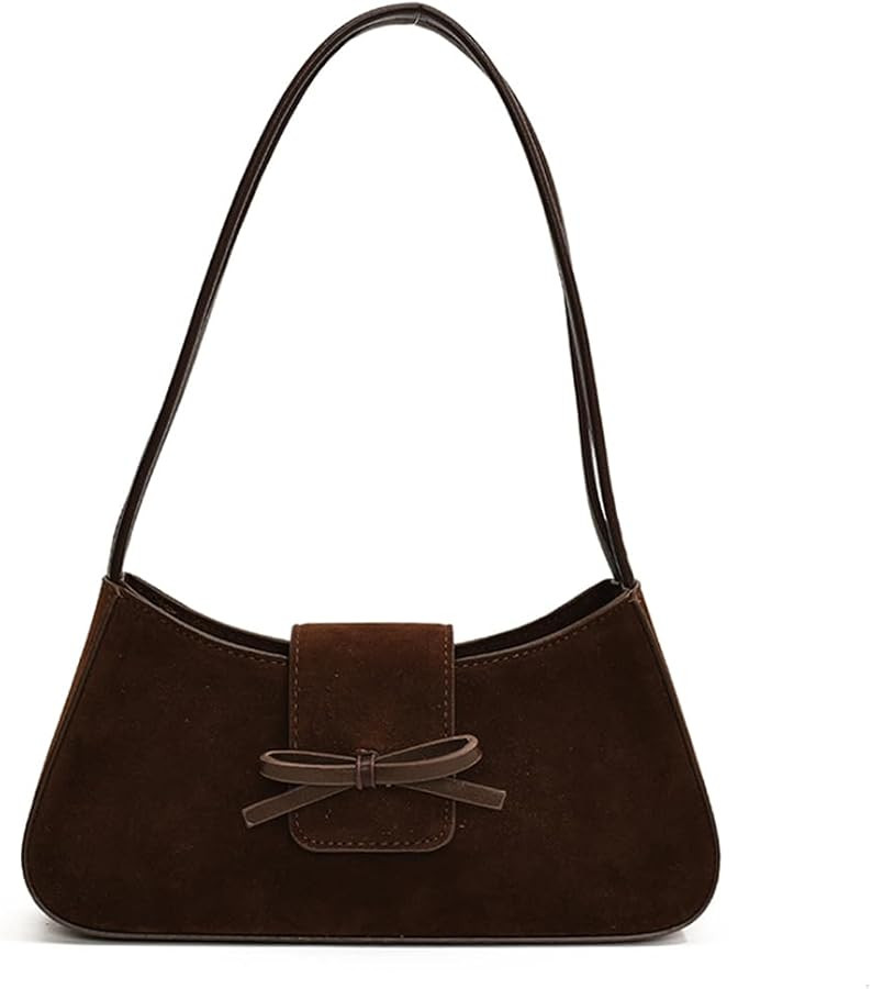 YFGBCX Suede Handbag for Women Suede Hobo Bag Y2k Shoulder Bag for Women Brown Bow Purse | Amazon (US)