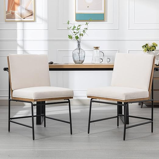 DUOMAY Mid-Century Modern Dining Chairs Set of 2, Linen Upholstered Side Chair with Rear Handle, ... | Amazon (US)