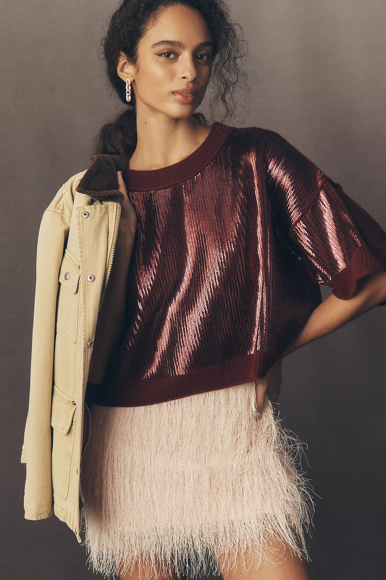 The Goldie Crew-Neck Cashmere Blend Sequin Sweater | Anthropologie (US)