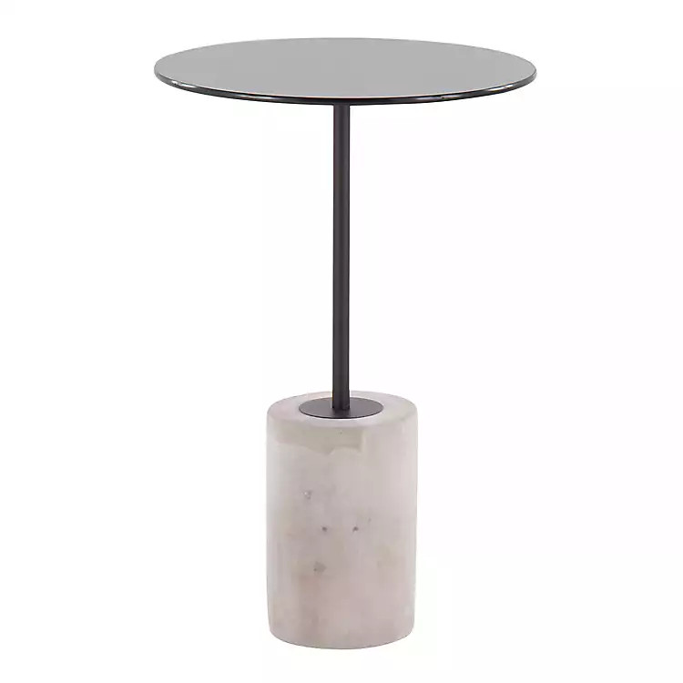 Black Glass and Concrete Round Accent Table | Kirkland's Home