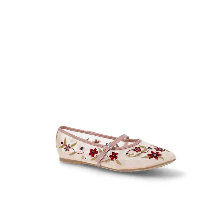 Time and Tru Women's Floral Mesh Mary Janes | Walmart (US)