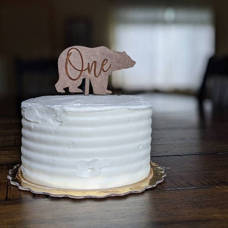 Bear wooden birthday cake topper. First birthday, personalized cake topper, rustic cake topper, b... | Etsy (US)