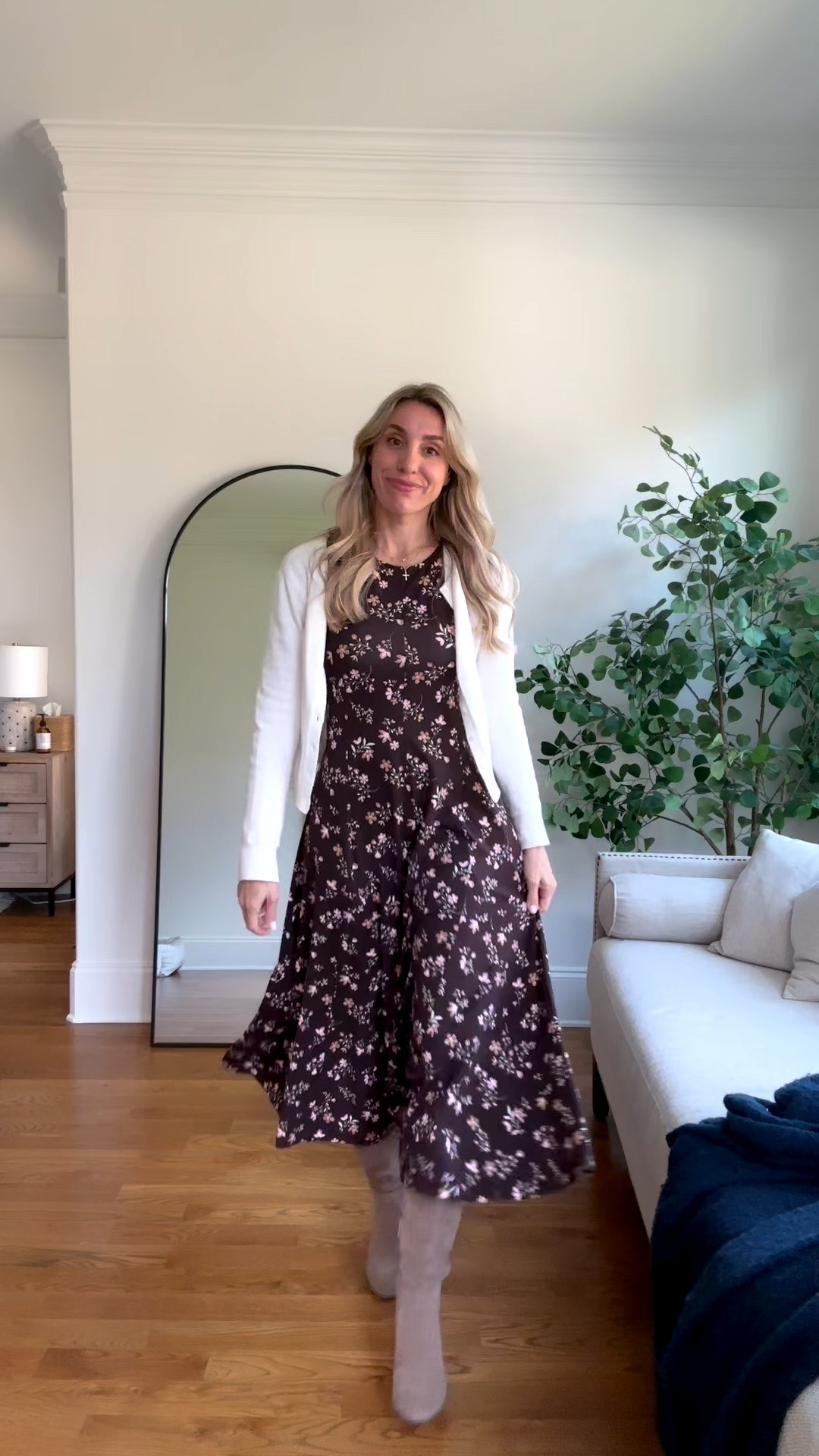 Sunday best ✨ A floral midi, cozy cardigan, layered gold, and my favorite boots for fall.
Linked everything I wore to church today — one of those outfits that just feels right 🤎

#SundayStyle #FallOutfitInspo #OOTD #LTKFallFashion #ChurchOutfit #MomStyle
