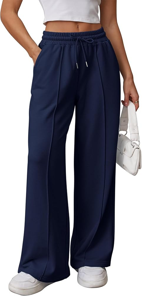 ATHMILE Womens Wide Leg Sweatpants High Waisted Baggy Pants Fashion Teen Girl Drawstring Athletic... | Amazon (US)