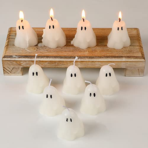10 Pcs Halloween Ghost Candles White Burning Candles Soy Wax for Halloween Home Table Party Decor... | Amazon (US)