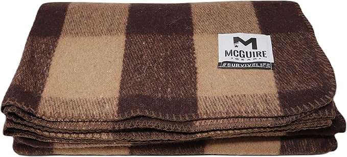 Warm Wool Bunkhouse Plaid Blanket for Camping, Home, Survival, or First Aid, 64" x 90" (Light Bro... | Amazon (US)