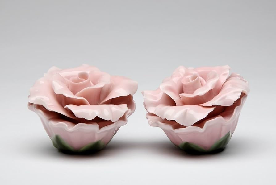 Fine Porcelain Pink Rose Salt and Pepper Shakers Set, 2-1/2" | Amazon (US)