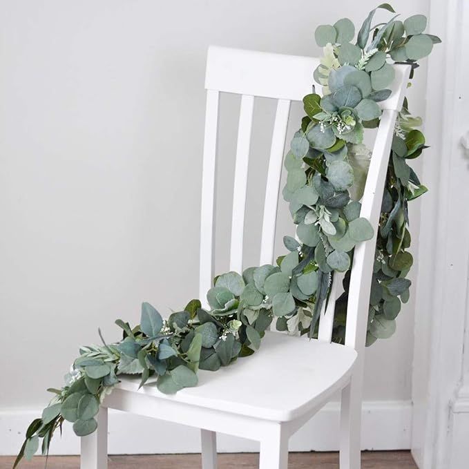 DearHouse Artificial Eucalyptus Garland Faux Silk Eucalyptus Leaves Vines Handmade Garland Greene... | Amazon (US)