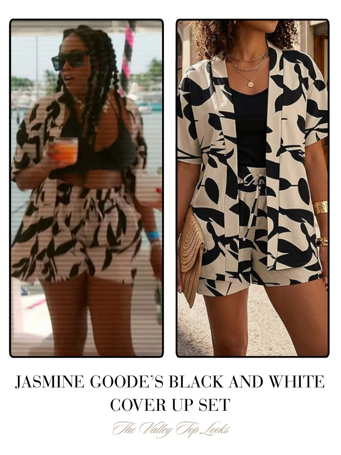  Jasmine Goode's Black and White Printed Cover Up Short Set 

 