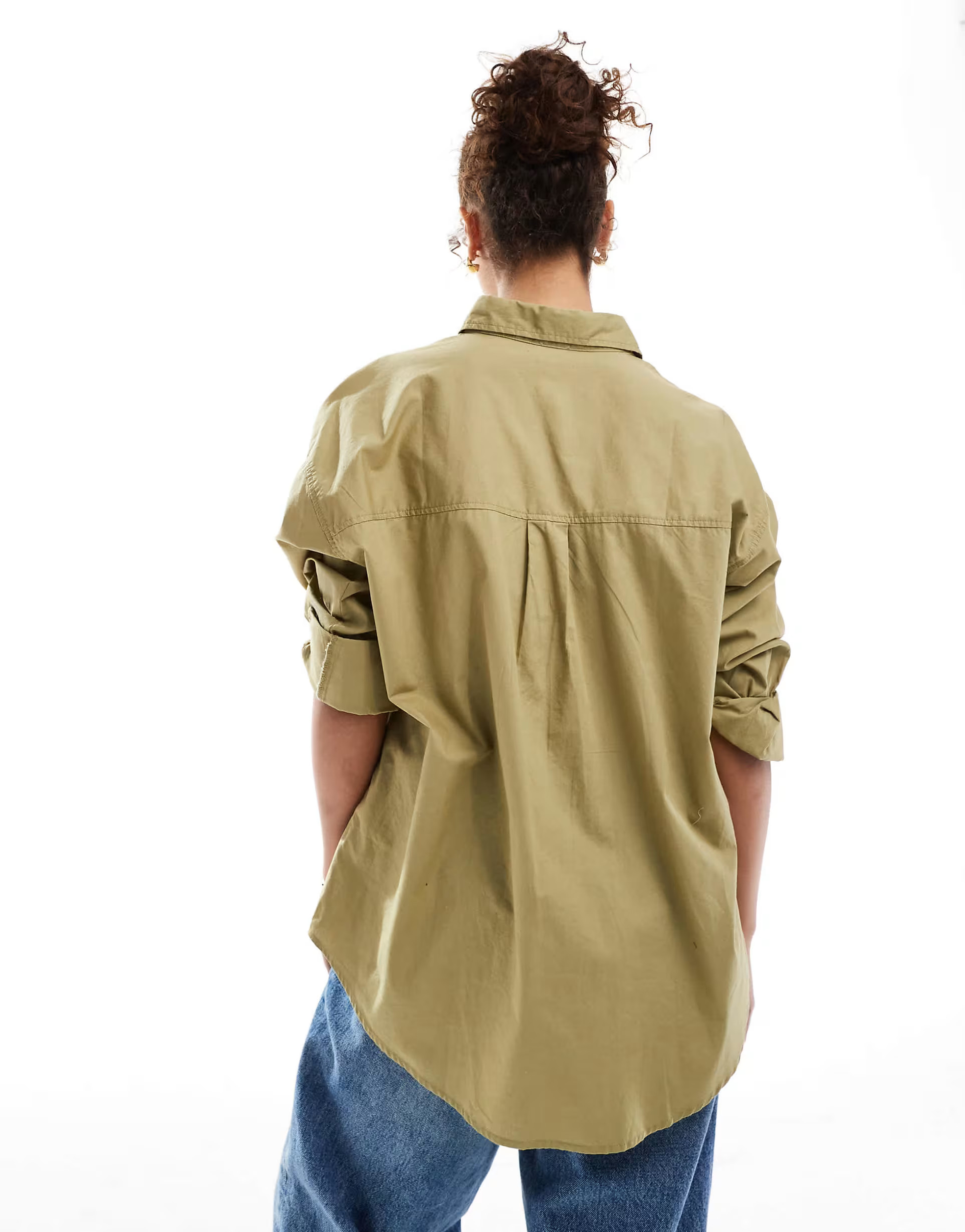 Cotton On poplin oversized shirt in khaki | ASOS (Global)