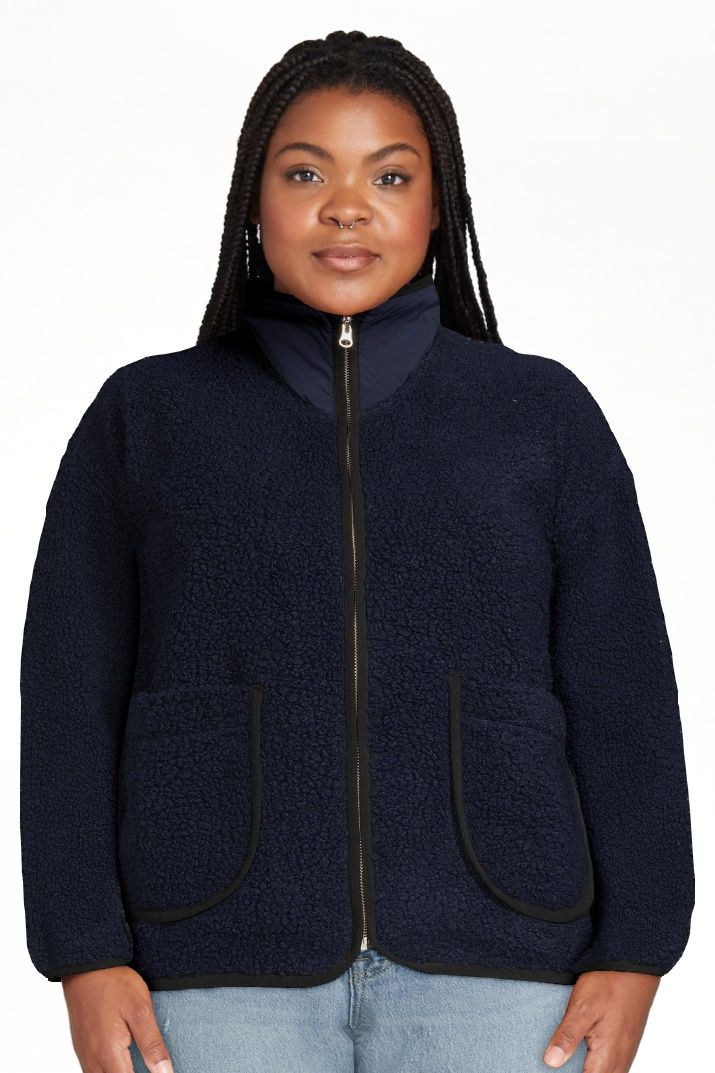 Free Assembly Women's Patch Pocket Mixy Teddy Fleece Jacket, Sizes XS-XXL