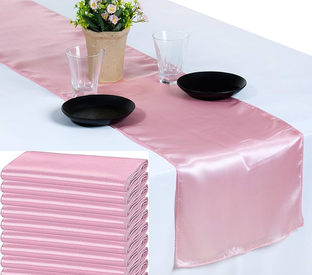 MDS Pack of 10 Satin Table Runners 12 x 108 Inch Long Charmeuse Sateen Bright Silk Smooth Table R... | Amazon (US)