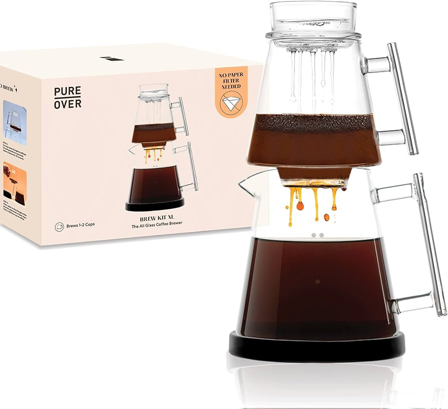 Pure Over Signature Brew Kit - Glass Pour Over Coffee Maker - Non-Toxic - 6 Piece Set with Carafe... | Amazon (US)