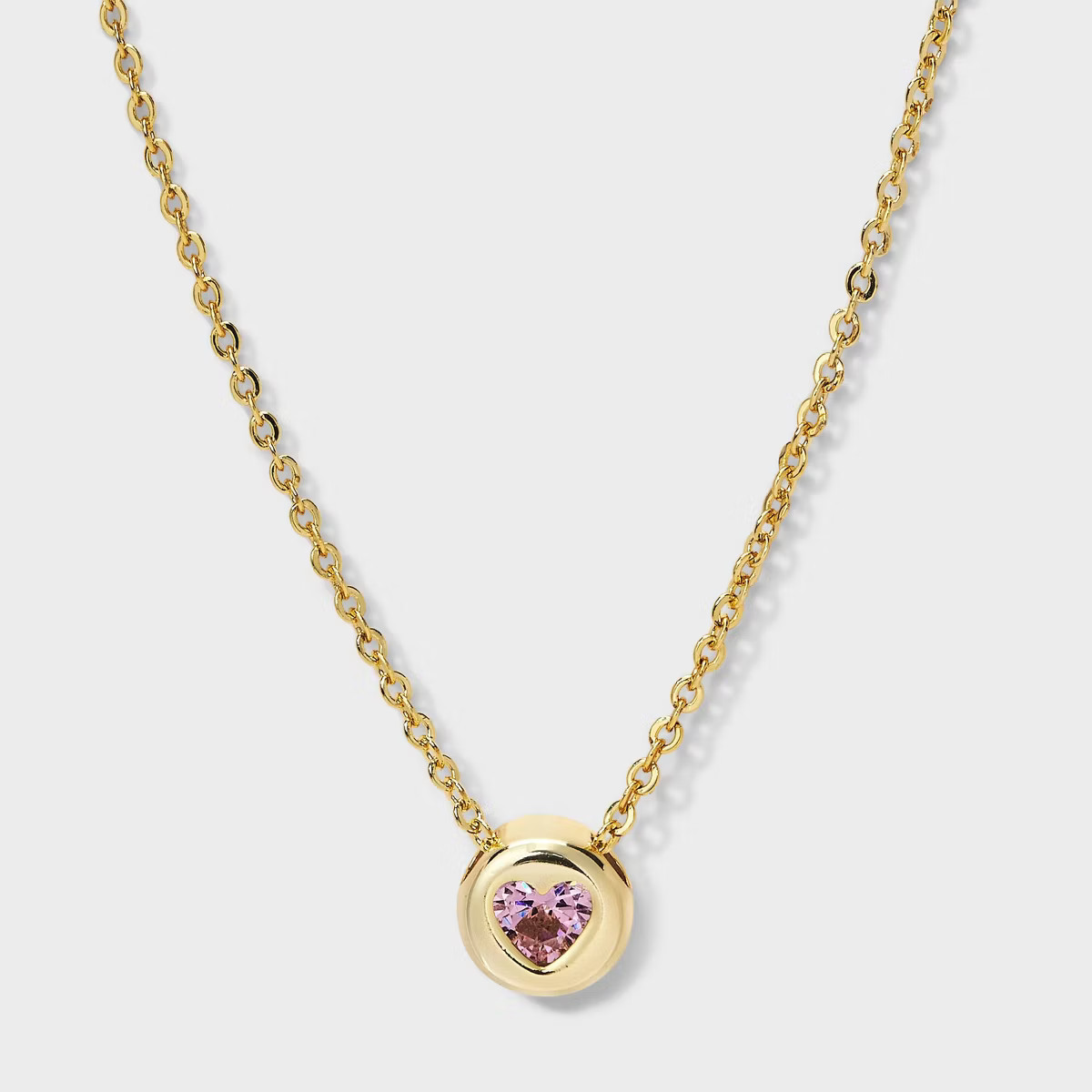 14K Gold Dipped Cubic Zirconia Round Heart Slider Necklace - A New Day™ Gold | Target
