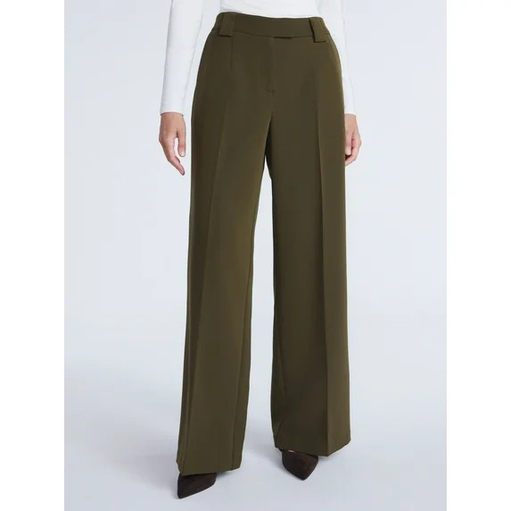 Scoop Women’s and Women's Plus Crepe Wide Leg Trousers, 32", 32.5", and 34" Inseams, Sizes 0-28 | Walmart (US)