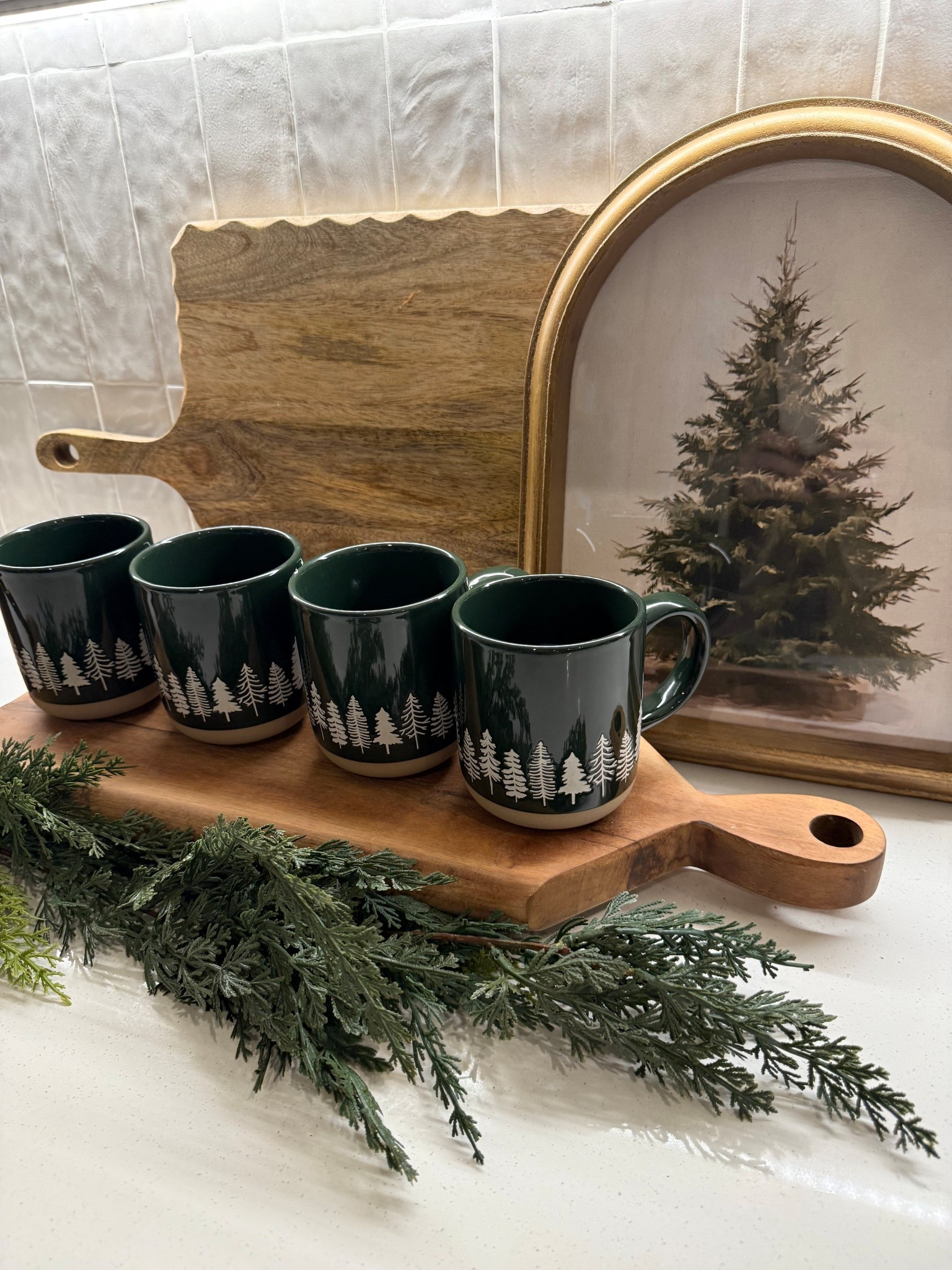 Coffee corner set up..Love these dark green mugs. They’re such great quality, heavy and comfy to hold! 
Christmas kitchen 

#LTKGiftGuide #LTKHoliday
