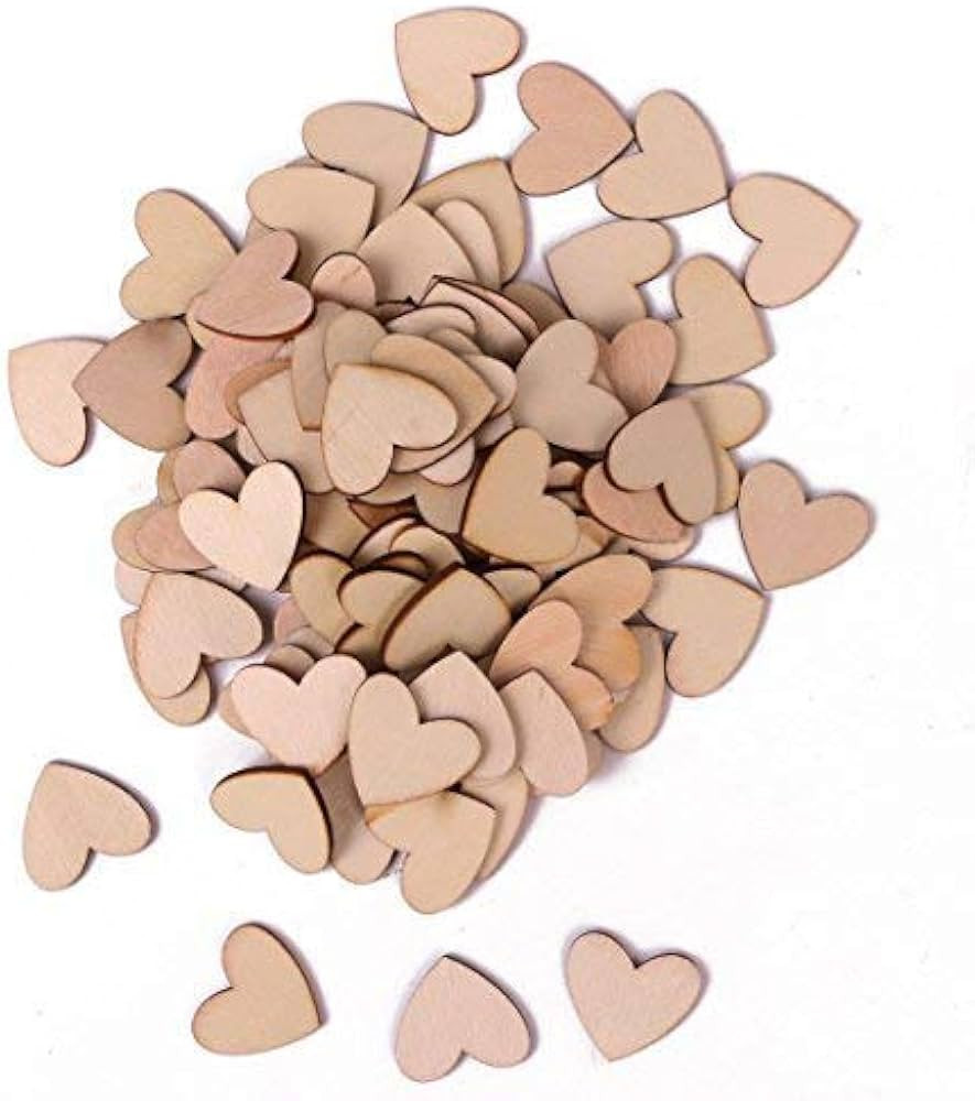 Shapenty Unfinished Blank Wooden Heart Shaped Slices Discs DIY Craft Pieces for Wedding Ornaments... | Amazon (US)