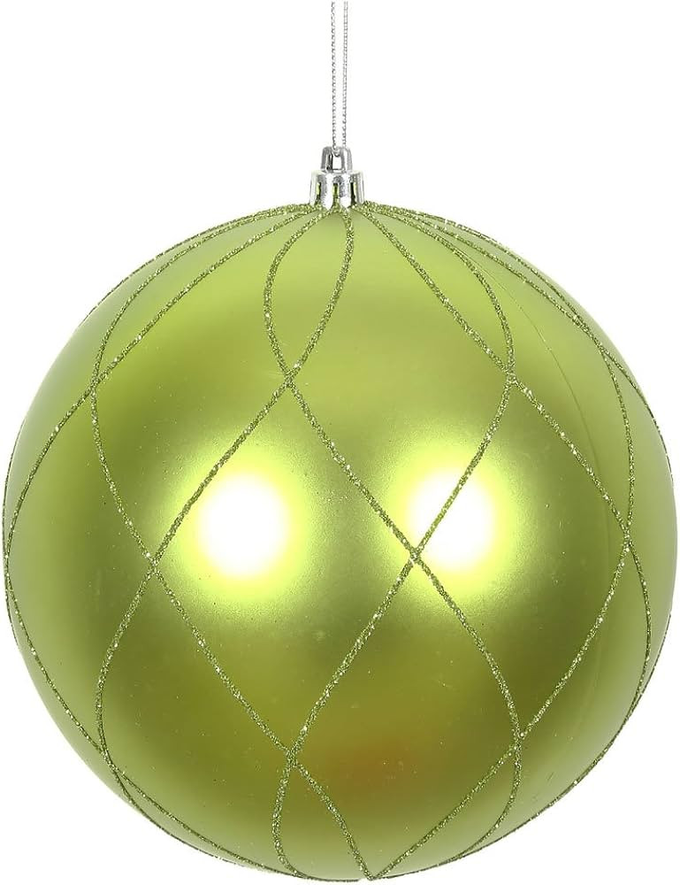 Vickerman 471807-6" Lime Matte Finish Glitter Swirl Ball Christmas Tree Ornament (3 pack) (N17077... | Amazon (US)