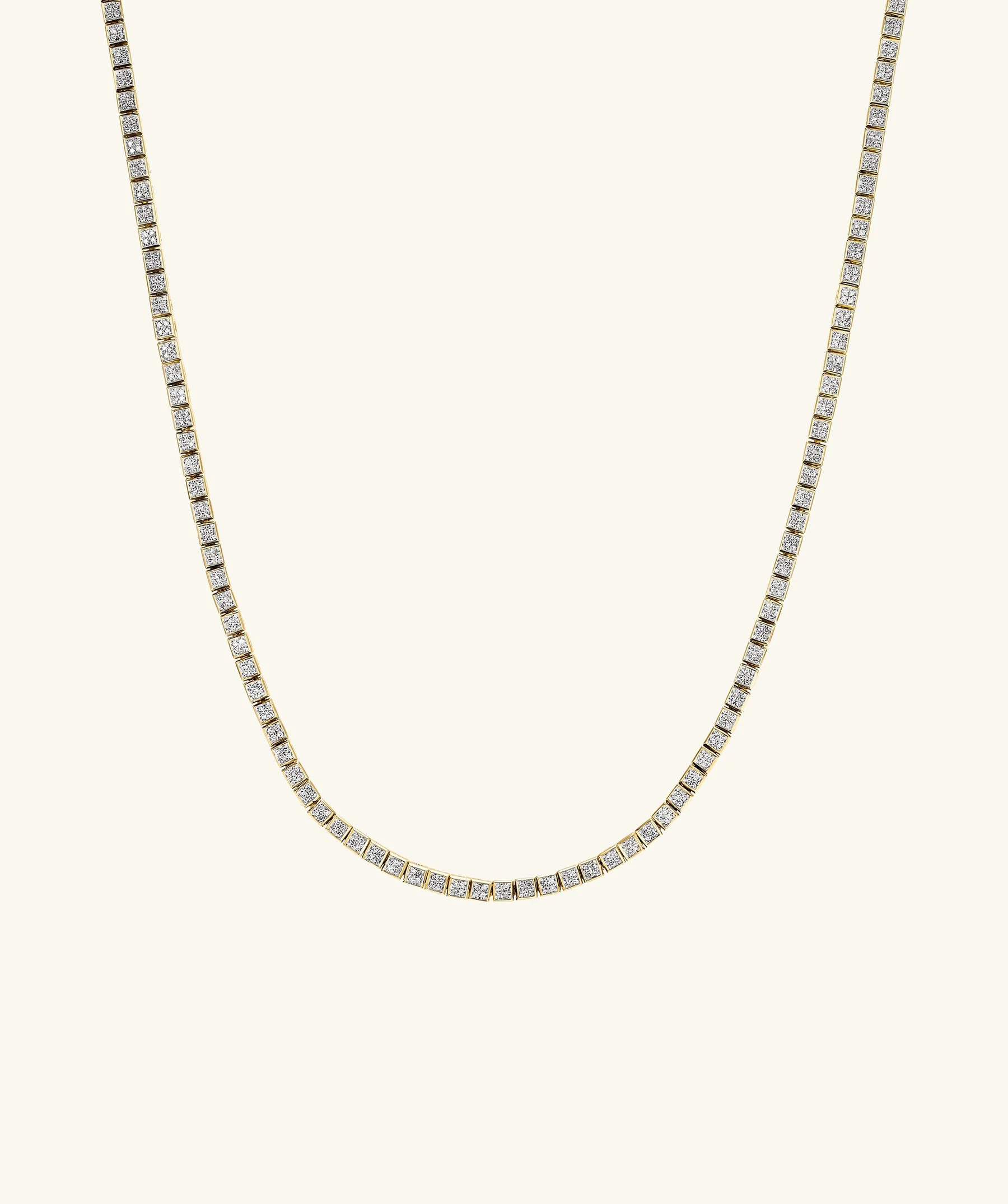 Square Micro-Pavé Diamond Tennis Necklace | Mejuri Fine Crew