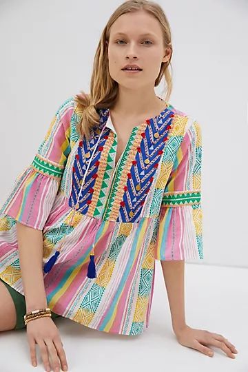 Vanessa Embroidered Tunic Blouse | Anthropologie (US)