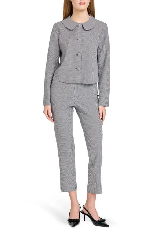 WAYF Melina Houndstooth Crop Jacket in Black/white Houndstooth at Nordstrom, Size Medium | Nordstrom