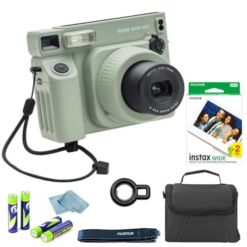 FujiFilm Instax Wide 400 Instant Camera Bundle - Includes Twin Pack Wide Frame Film, BluebirdSales Protective Carrying Case, Cleaning Cloth, and 4 AA Batteries - Portable - Perfect for Travel & Events | Amazon (US)