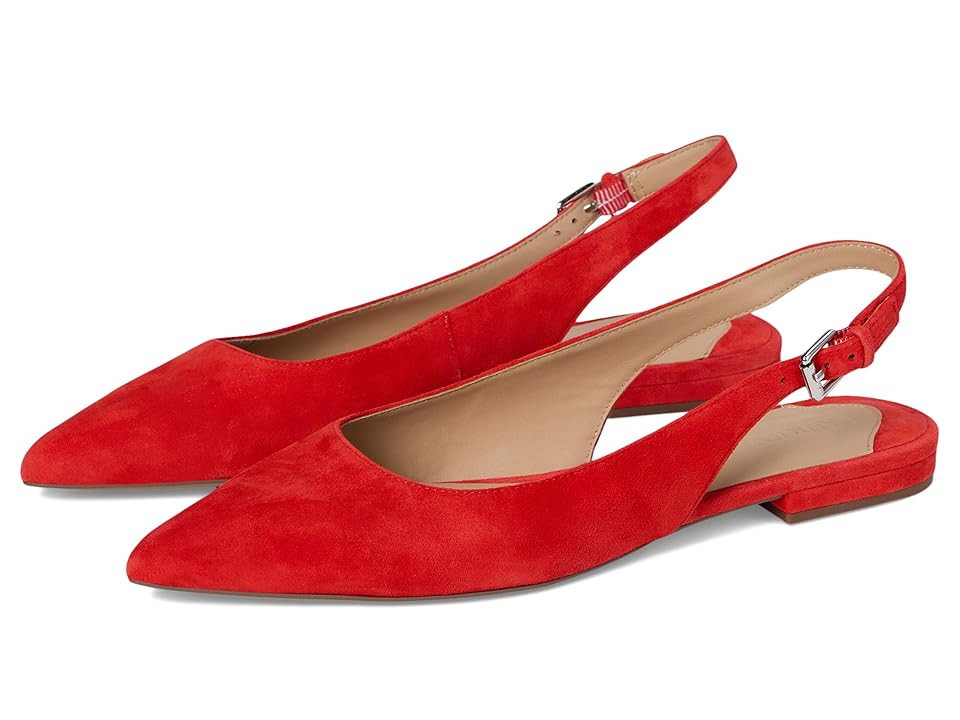 Lauren Ralph Lauren Londyn Suede Slingback Flat Women's Flat Shoes Bright Vermilion : 8 B - Medium | Zappos