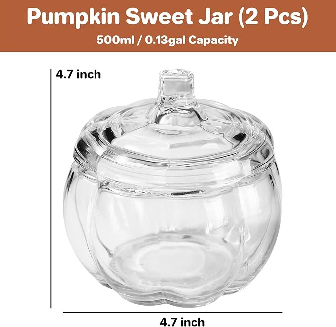 Halloween Decorations-2 PCS Glass Pumpkin Jars with Lid-Halloween Candy Storage for Home Fall Tha... | Amazon (US)