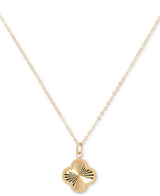 Sunbeam & Polished Reversible Bead Frame Clover 18" Pendant Necklace in 10k Gold | Macy's