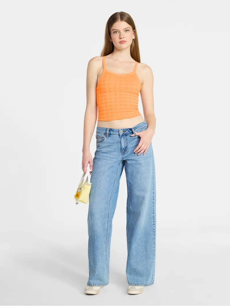 No Boundaries Cropped Textured Stitch Tank Top, Women's XXS-XXL | Walmart (US)