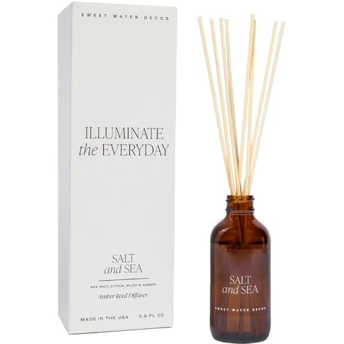 Sweet Water Decor Salt + Sea Amber Reed Diffuser Set | Sea Salt, Citrus, Musk, Amber Summer Scented Reed Diffusers for Home | Air Freshener | Aromatherapy | Housewarming Gift | Amazon (US)