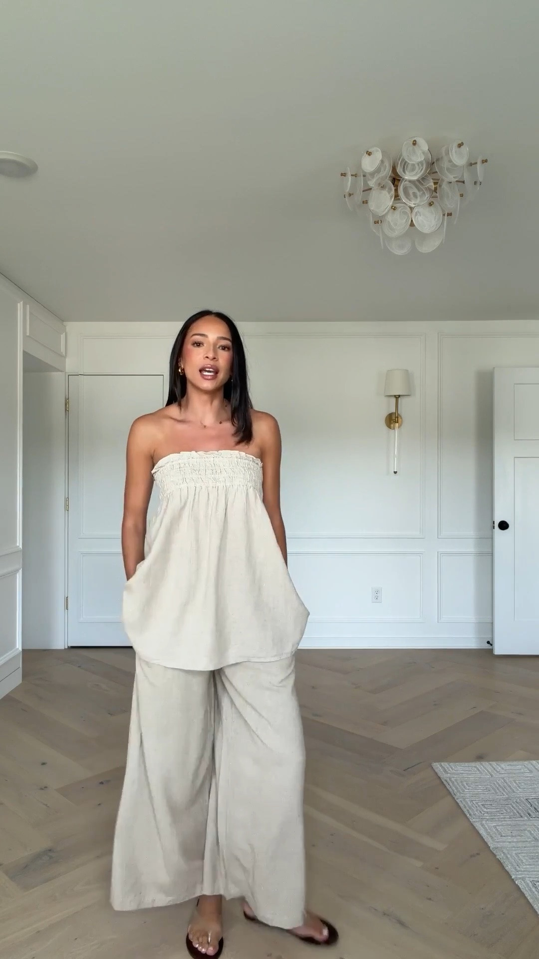 Anthro set restocked in new colorways! The perfect matching set for vacation 🫶🏽 Wearing size S strapless linen top and size S smocked linen pants 

vacation outfit, dinner outfit, date night outfit, mom outfit, postpartum outfit, casual outfit, summer outfit, anthro outfit, anthro sale

#LTKSeasonal