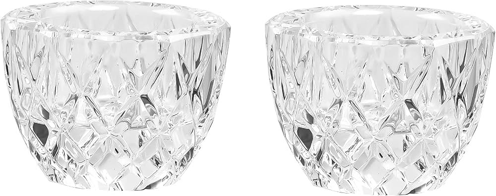 Crystal Tealight Candle Holder Pack of 2 Party Dinner Hand-Cut 2.4'' X 1.7'' Clear | Amazon (US)